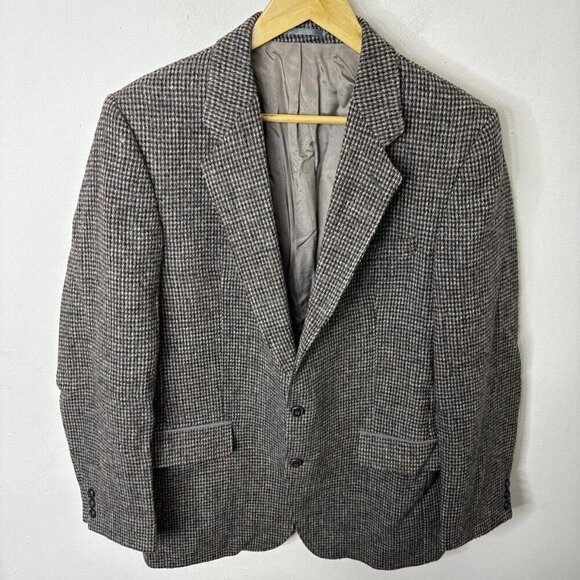 Harris Tweed Men 42 R Brown GrayBlazer Sports Coat WoolScottish Sears